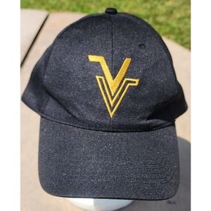 Head to Toe Black Baseball Hat Cap Adjustable Embroidered Double Gold V